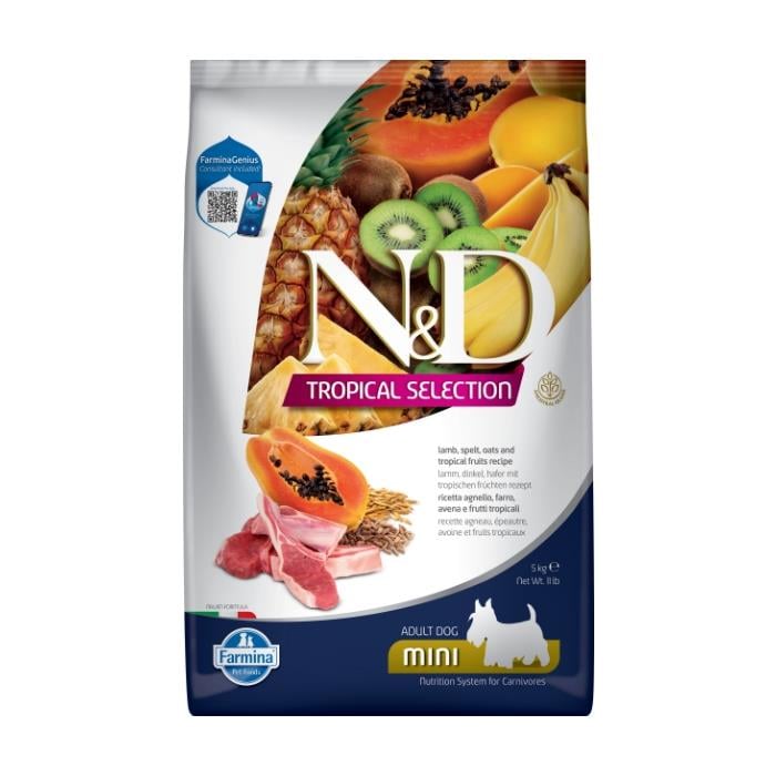 N&D Tropical Selection Kuzu Etli ve Tropikal Meyveli 5 Kg Mini Yetişkin Kuru Köpek Maması