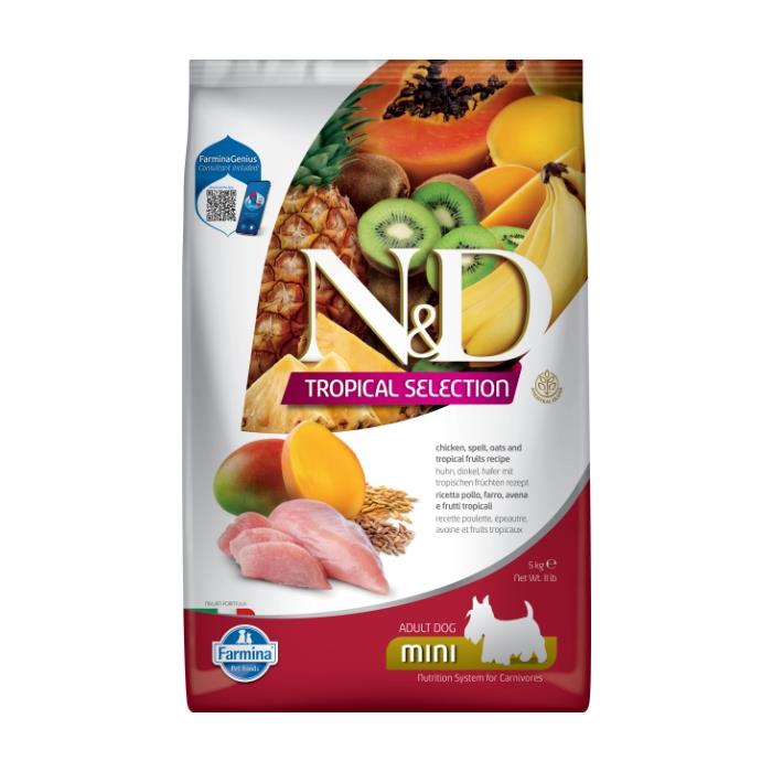 N&D Tropical Selection Tavuklu ve Tropikal Meyveli 5 Kg Mini Yetişkin Kuru Köpek Maması