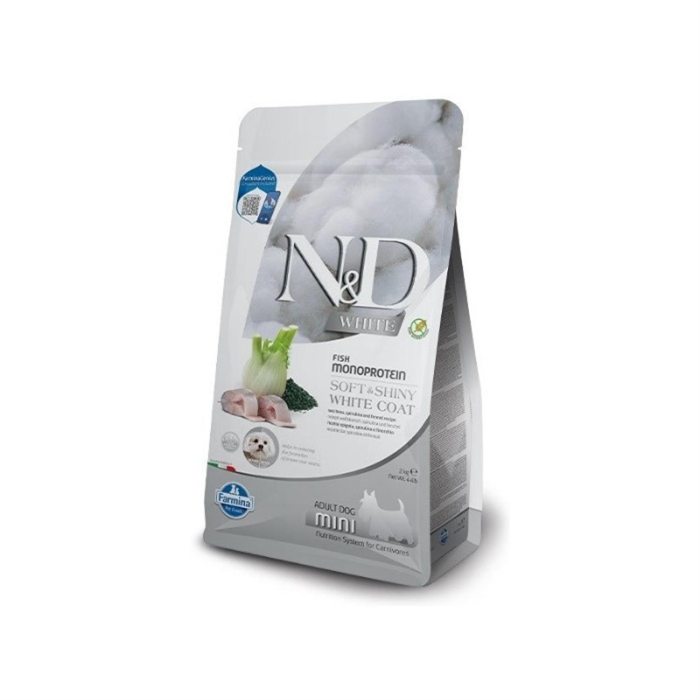 N&D White Dog Levrek, Rezene, Spirulina 2 Kg Mini Beyaz Yetişkin Köpek Maması