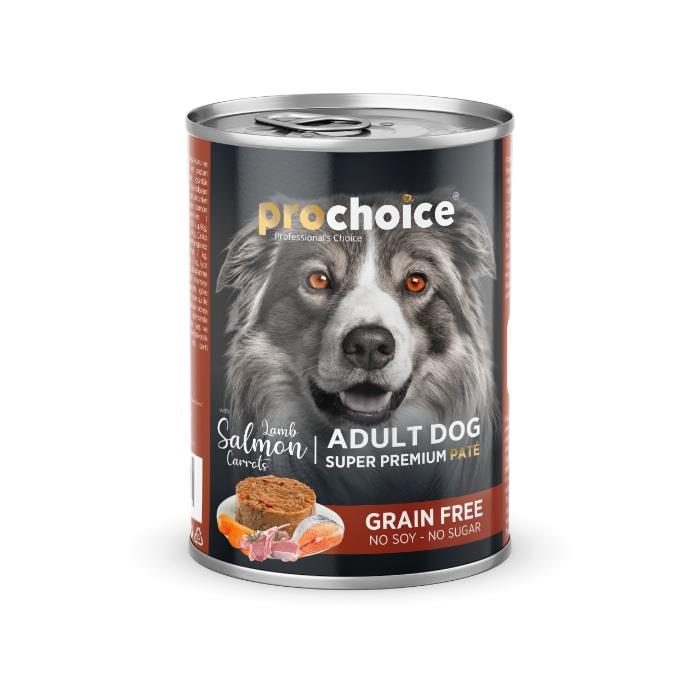 Pro Choice Kuzu, Somon ve Havuçlu Tahılsız Köpek Konservesi 400 Gr