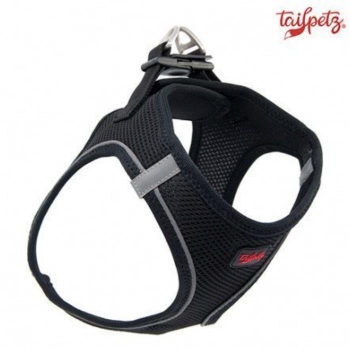 TailPetz Airmesh Black Köpek Göğüs Tasması S