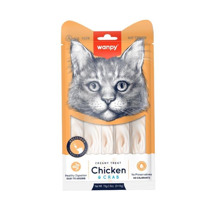Wanpy Tavuk&Yengeç Krema Likit Kedi Ödülü 5*14gr