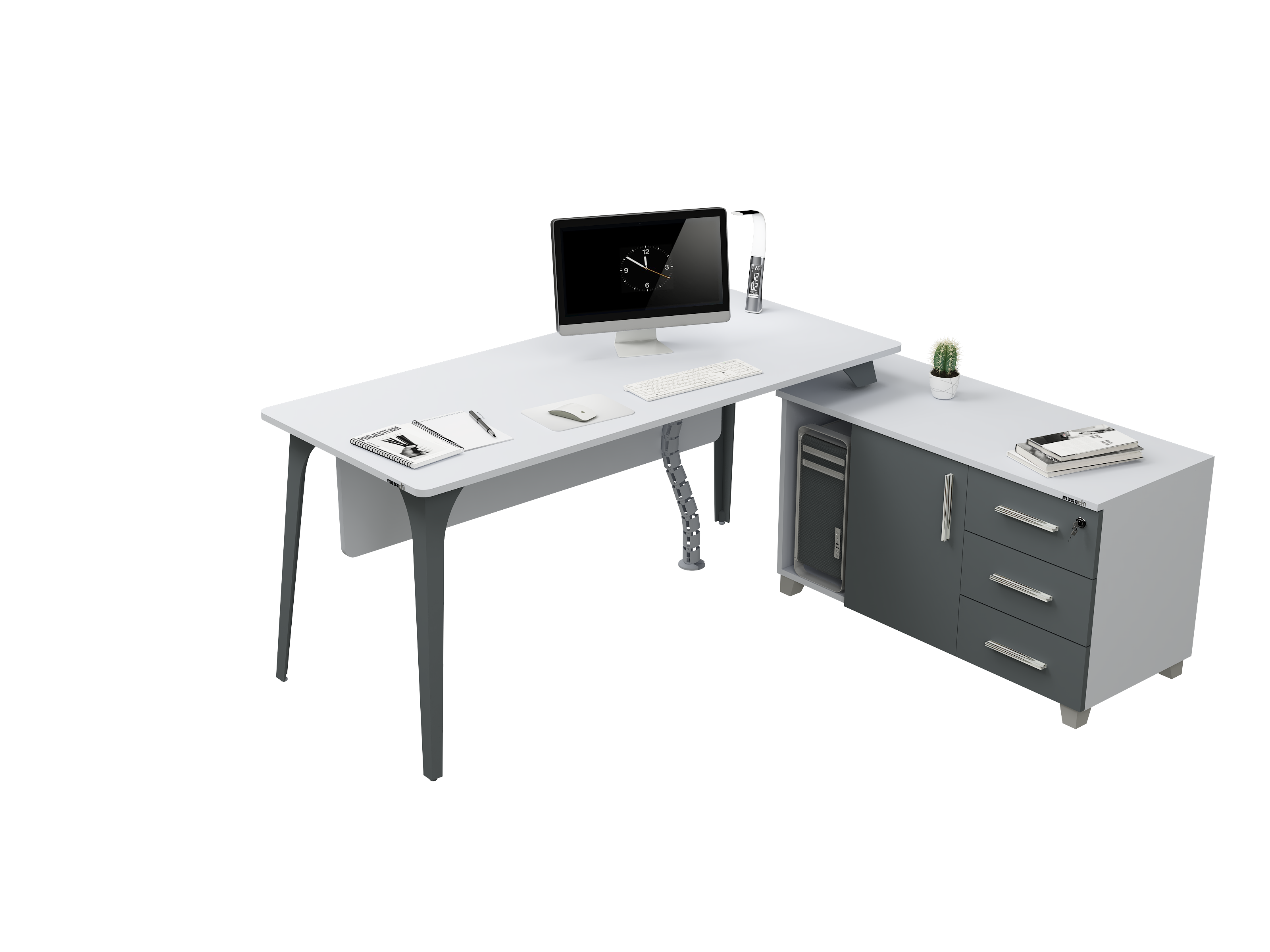 Boomerang Etajerli Çalışma Masası