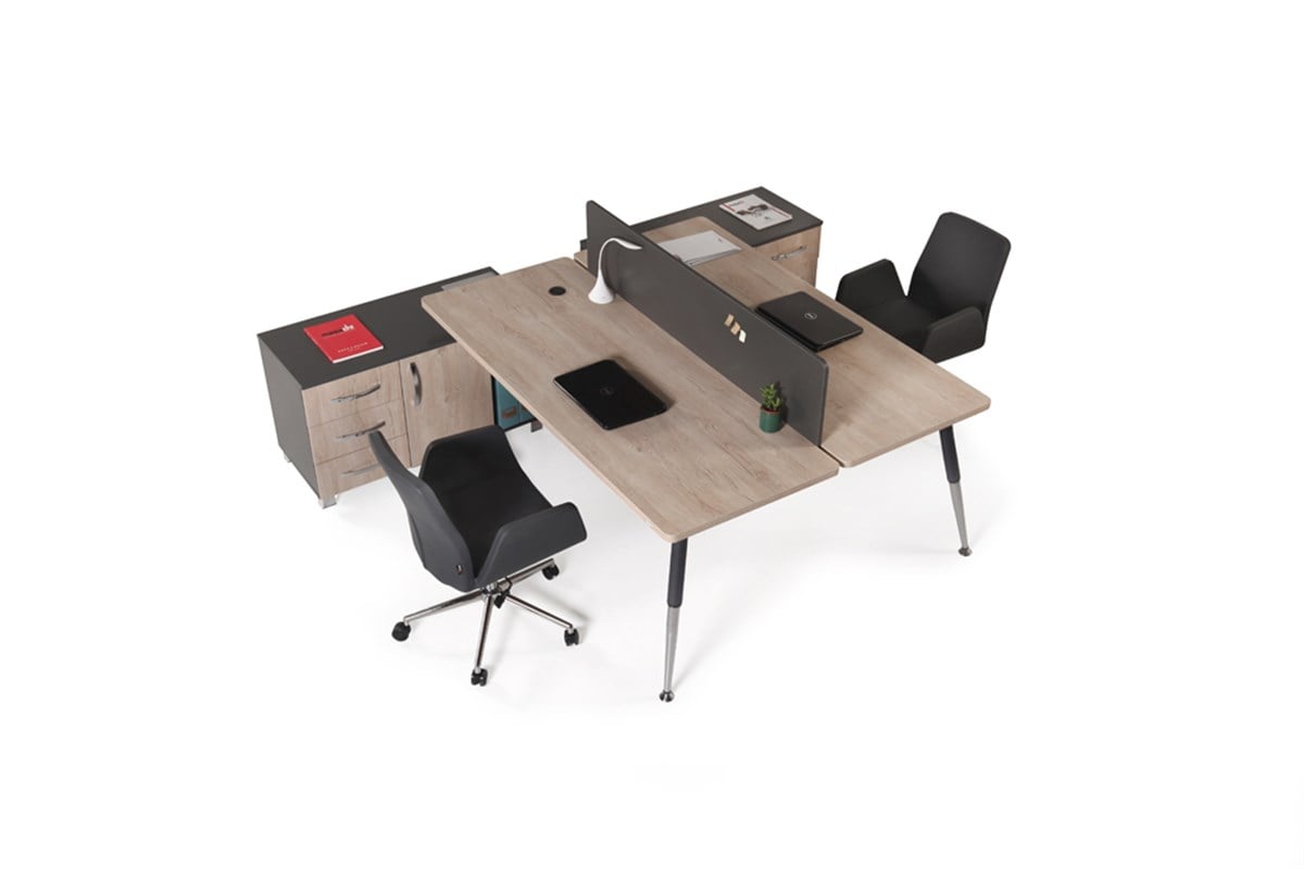 Boomerang Etajerli İkili Çalışma Masası