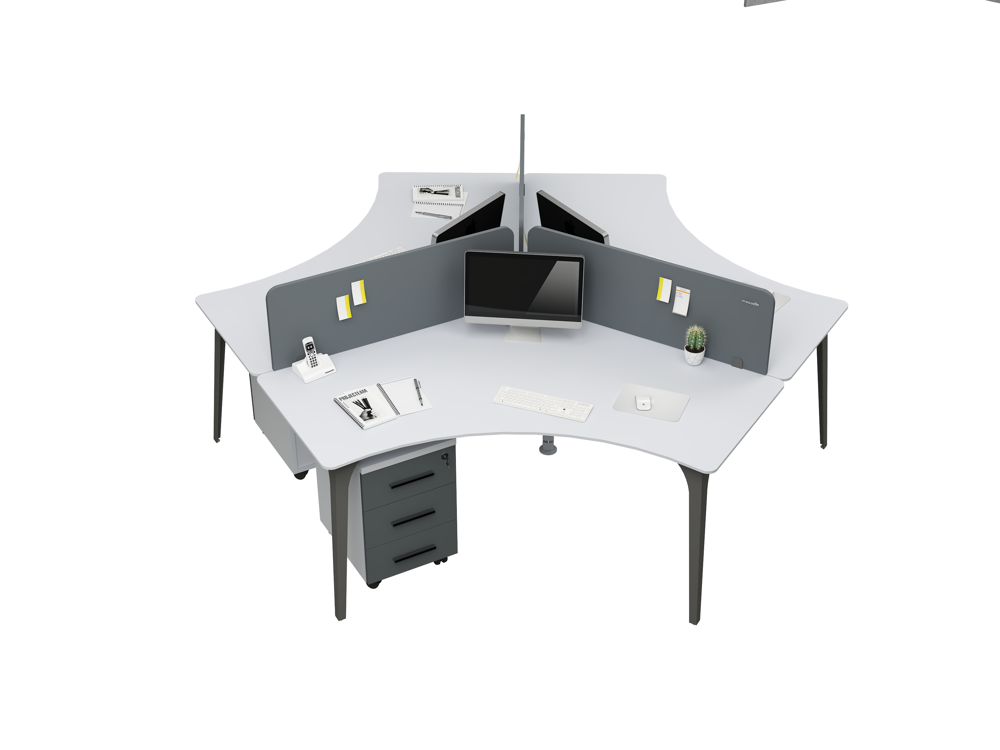 Compact Üçlü Yonca Çalışma Masası