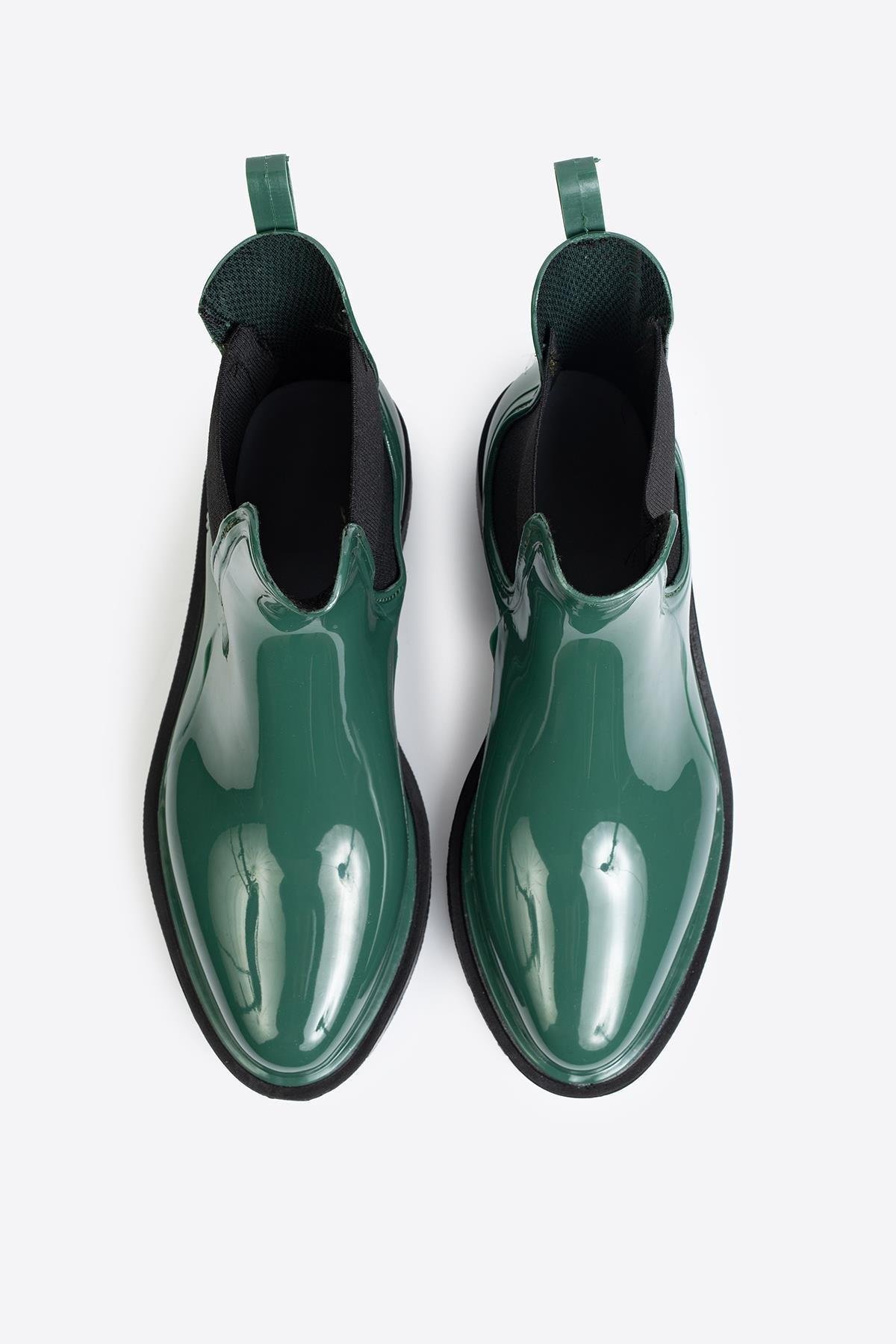 Kadın Parlak Chelsea Yağmur Botu –Kalın Taban Haki Bot Kadın Parlak Chelsea Yağmur Botu –Kalın Taban Haki Bot 