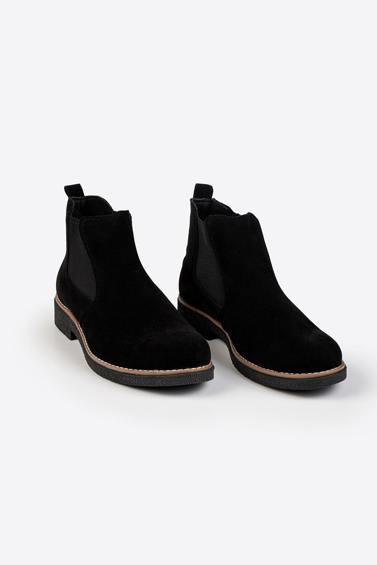 Erkek Lastik Detaylı Siyah Chelsea Bot 