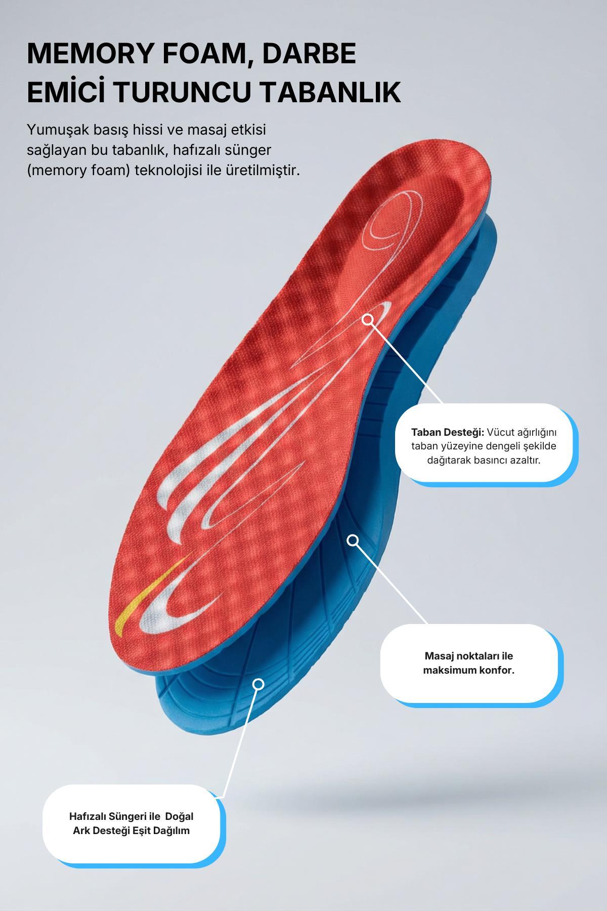 Letoon Deep-5 Kadın Memory Foam, Darbe Emici Turuncu Tabanlık Letoon Deep-5 Kadın Memory Foam, Darbe Emici Turuncu Tabanlık 
