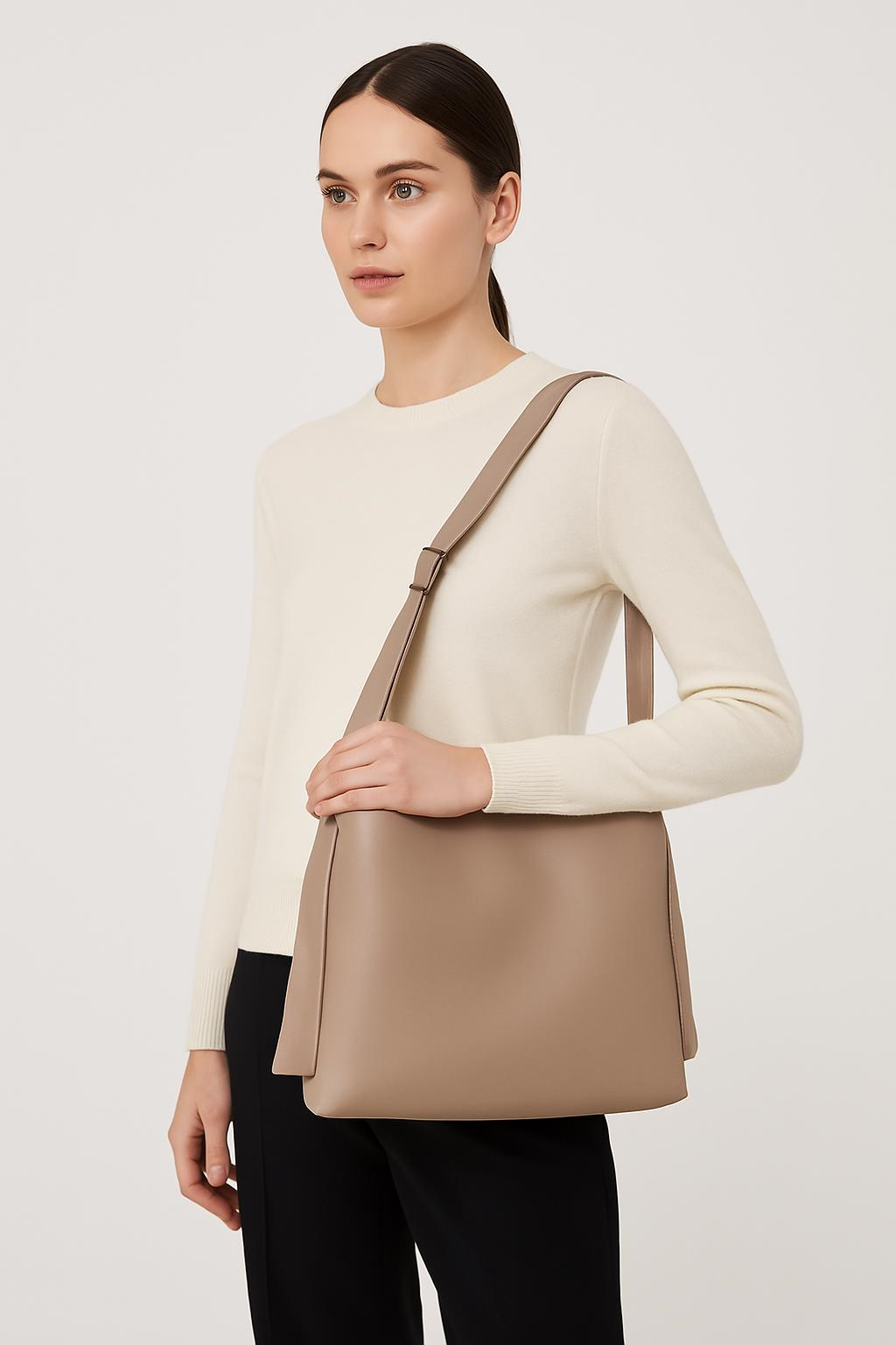 Suni Deri Bej El, Kol Ve Omuz Çantası 
