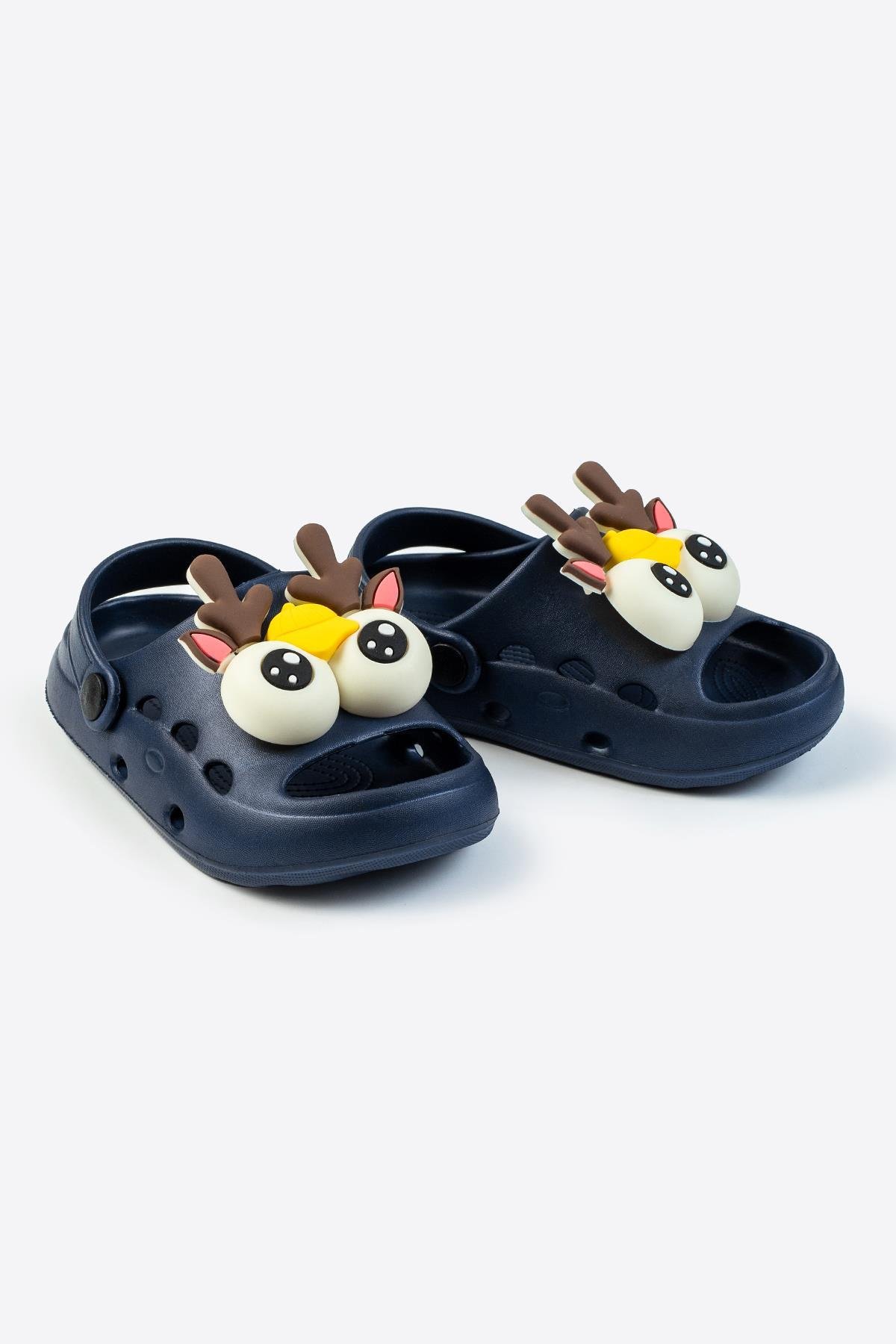 Göz Figürlü Delikli Lacivert Çocuk Terlik 