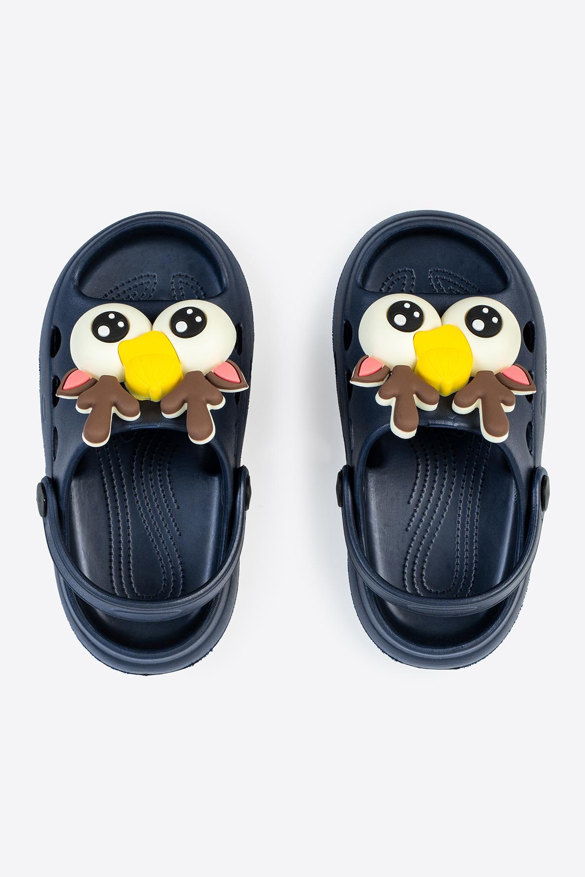 Göz Figürlü Delikli Lacivert Çocuk Terlik 