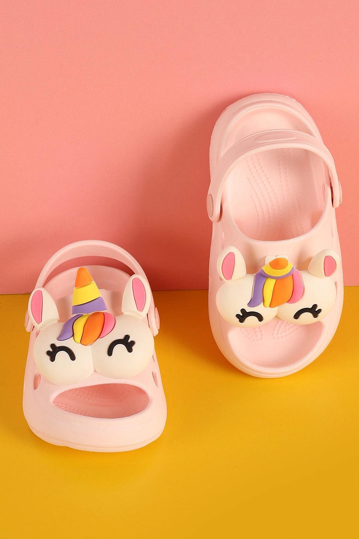 Göz Figürlü Delikli Pudra Çocuk Terlik 