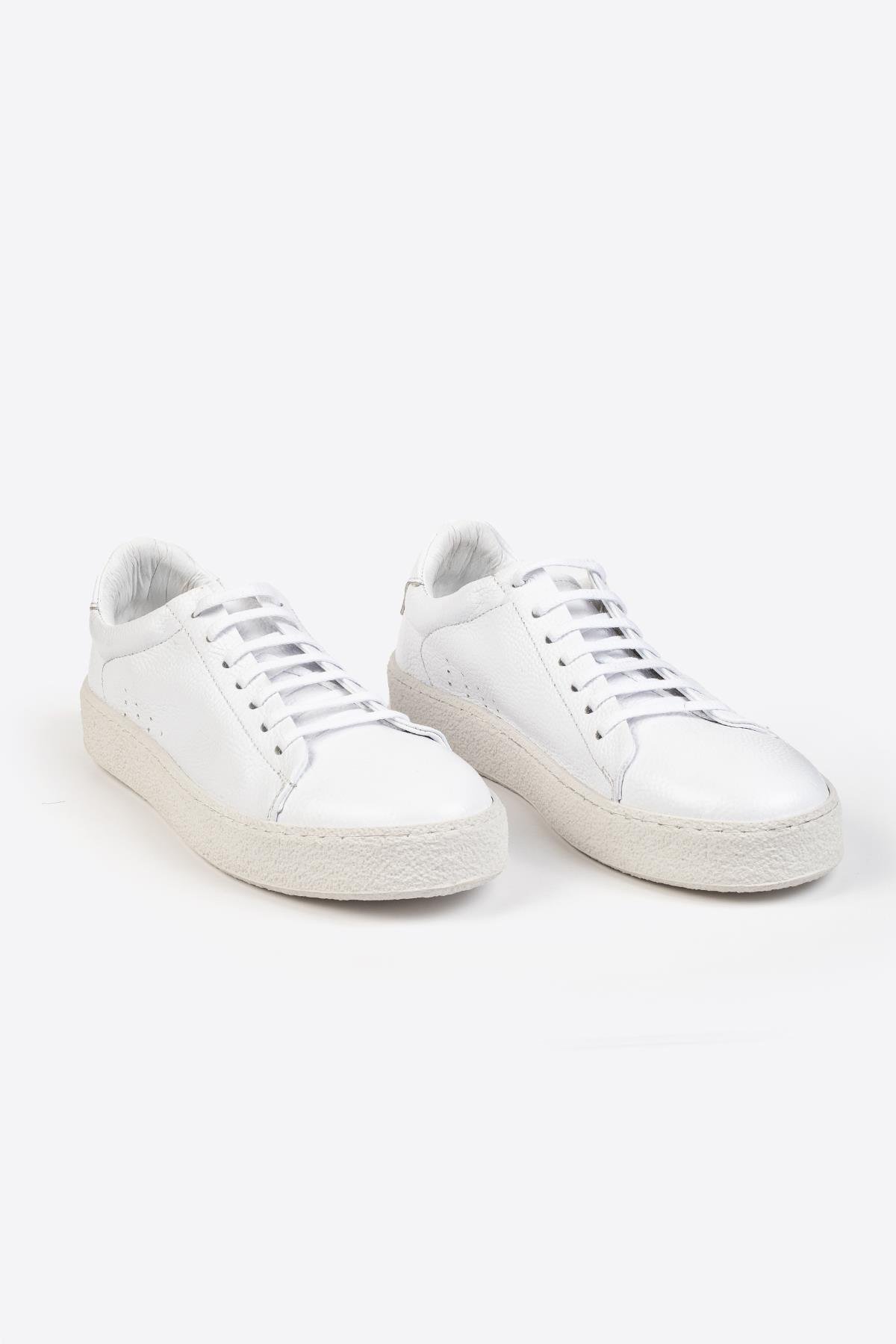 Erkek Beyaz Deri Sneaker – Flotur Deri, Kauçuk Taban Erkek Beyaz Deri Sneaker – Flotur Deri, Kauçuk Taban 