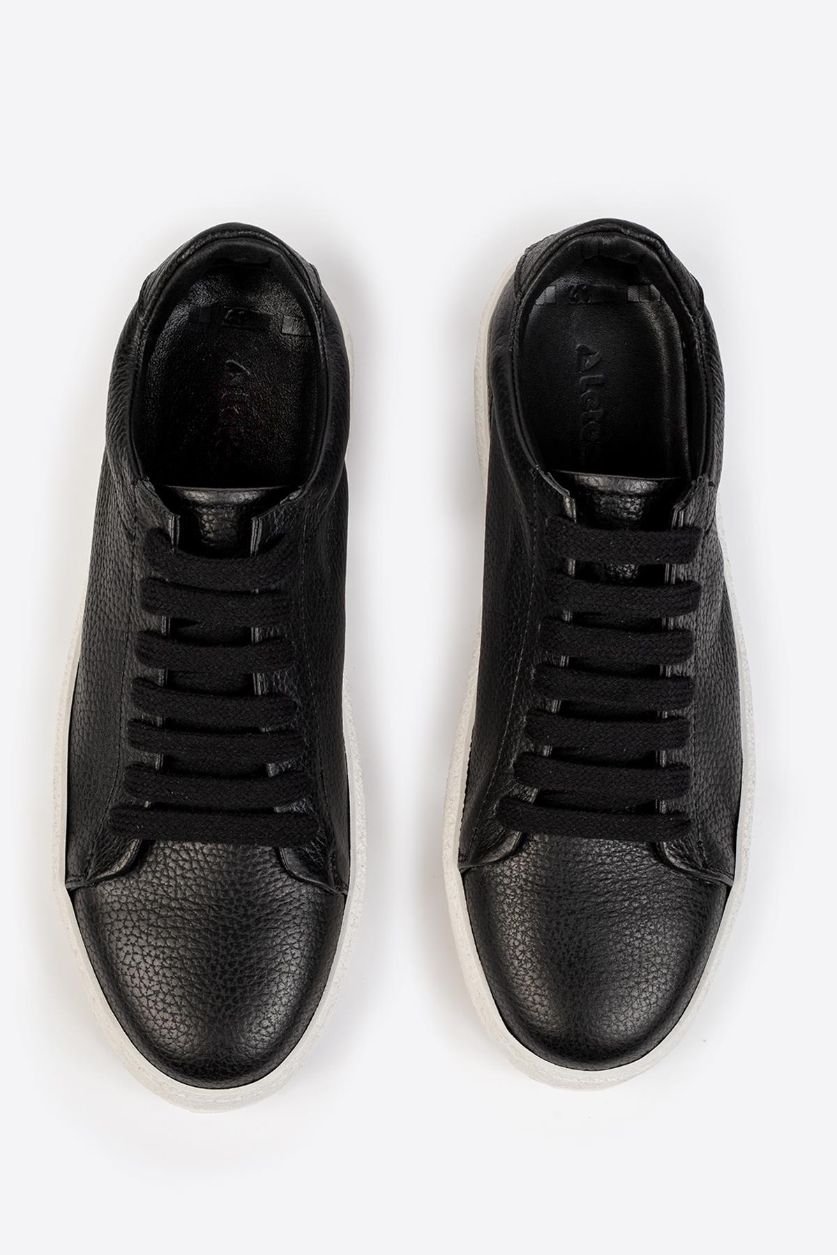 Erkek Siyah Deri Sneaker – Flotur Deri, Kauçuk Taban Erkek Siyah Deri Sneaker – Flotur Deri, Kauçuk Taban 