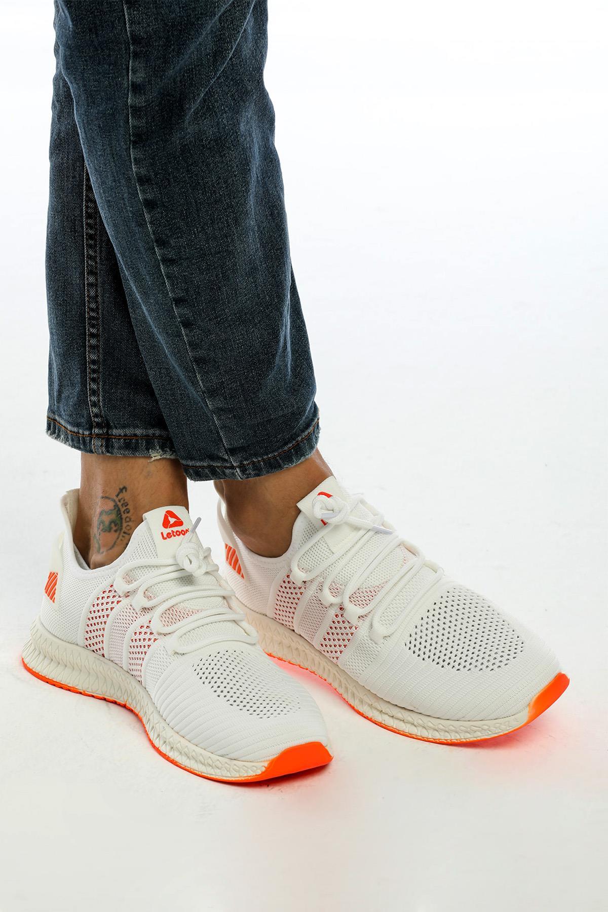 Letoon 2103 Unisex Beyaz Turuncu Spor AyakkabıLetoon 2103 Unisex Beyaz Turuncu Spor Ayakkabı