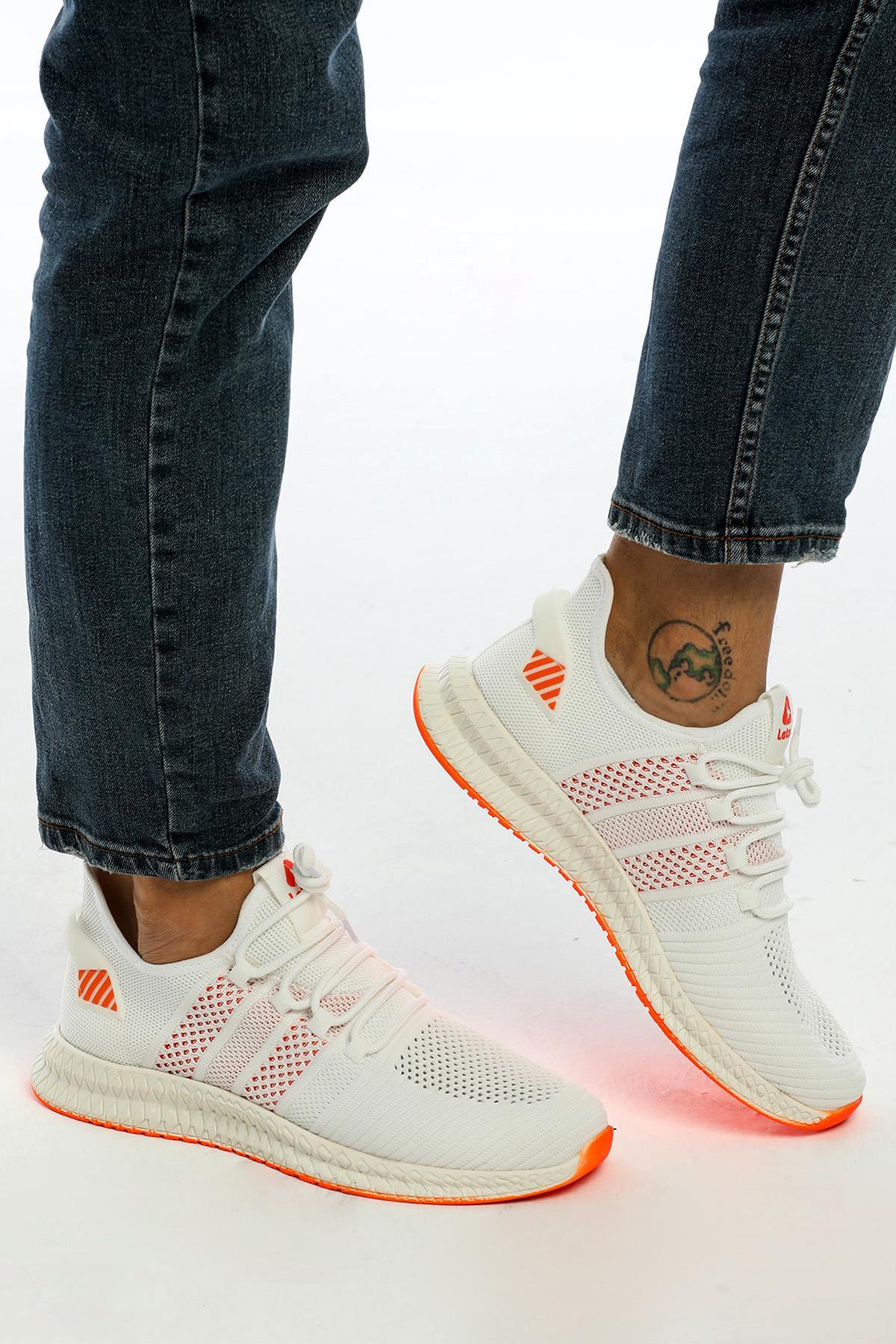 Letoon 2103 Unisex Beyaz Turuncu Spor AyakkabıLetoon 2103 Unisex Beyaz Turuncu Spor Ayakkabı