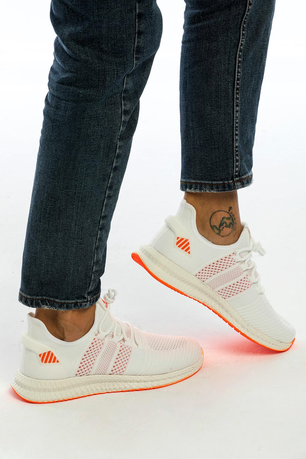 Letoon 2103 Unisex Beyaz Turuncu Spor AyakkabıLetoon 2103 Unisex Beyaz Turuncu Spor Ayakkabı