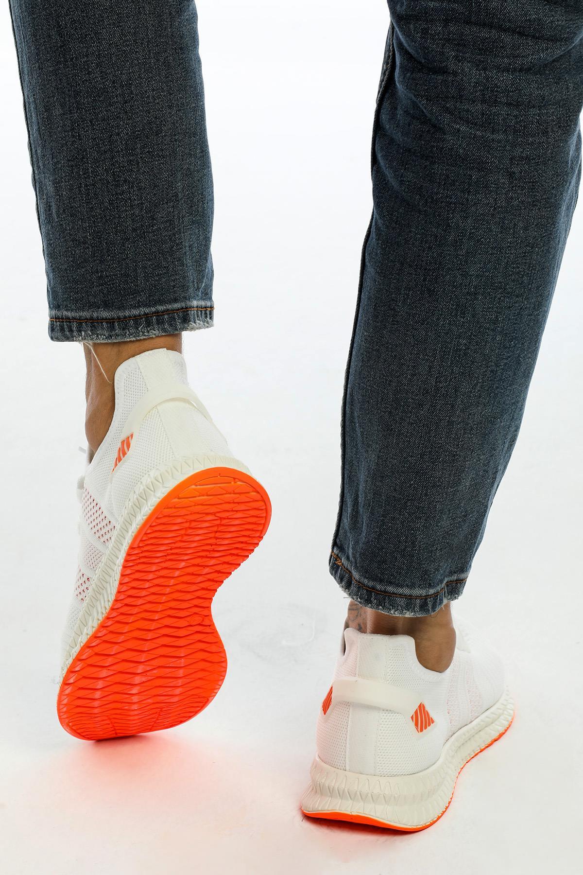 Letoon 2103 Unisex Beyaz Turuncu Spor AyakkabıLetoon 2103 Unisex Beyaz Turuncu Spor Ayakkabı