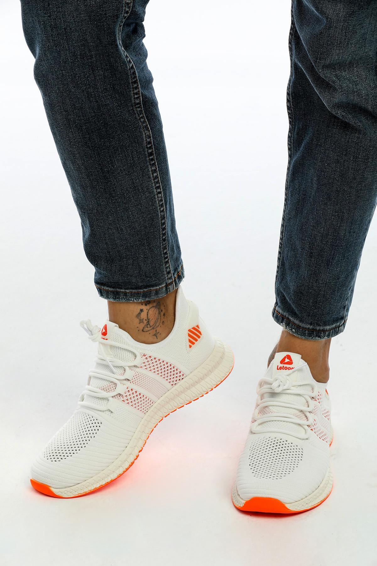 Letoon 2103 Unisex Beyaz Turuncu Spor AyakkabıLetoon 2103 Unisex Beyaz Turuncu Spor Ayakkabı