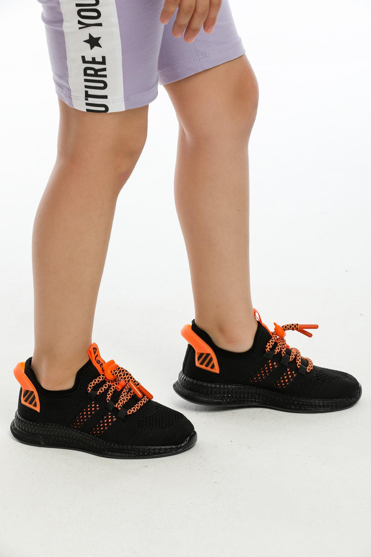 Letoon 2103KIDS Unisex Siyah Turuncu Triko AyakkabıLetoon 2103KIDS Unisex Siyah Turuncu Triko Ayakkabı