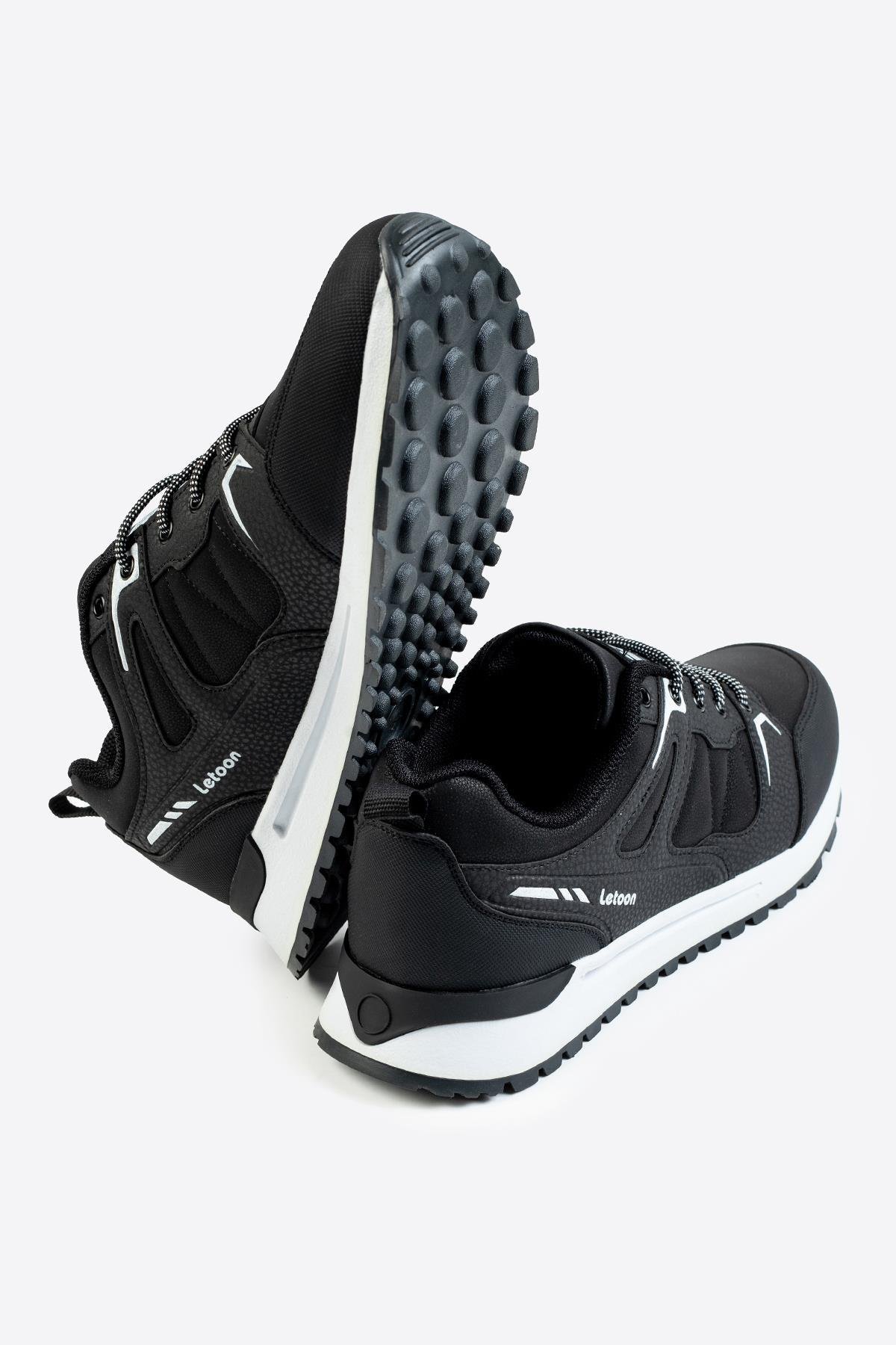 Letoon Cyrax Erkek Baskılı Siyah Beyaz Spor AyakkabıLetoon Cyrax Erkek Baskılı Siyah Beyaz Spor Ayakkabı