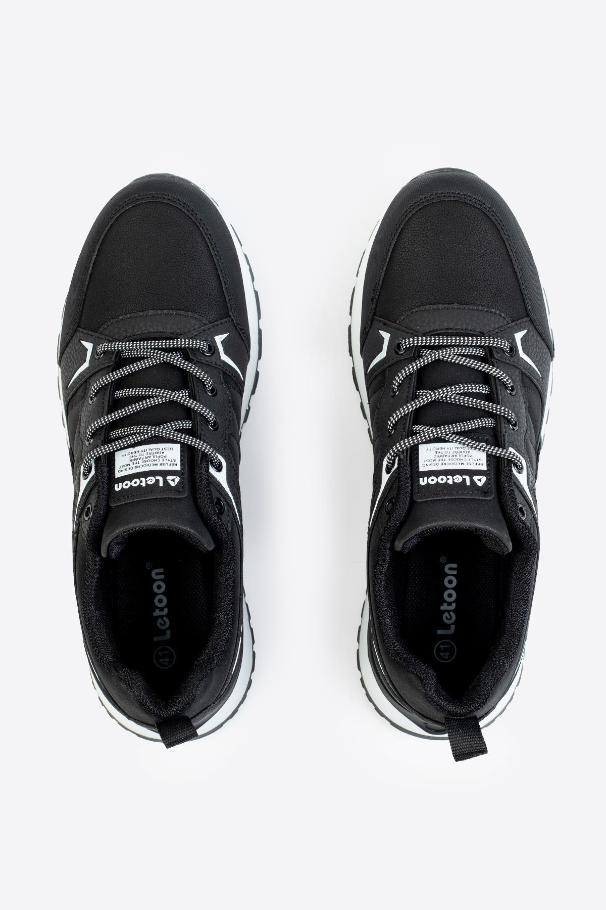 Letoon Cyrax Erkek Baskılı Siyah Beyaz Spor AyakkabıLetoon Cyrax Erkek Baskılı Siyah Beyaz Spor Ayakkabı