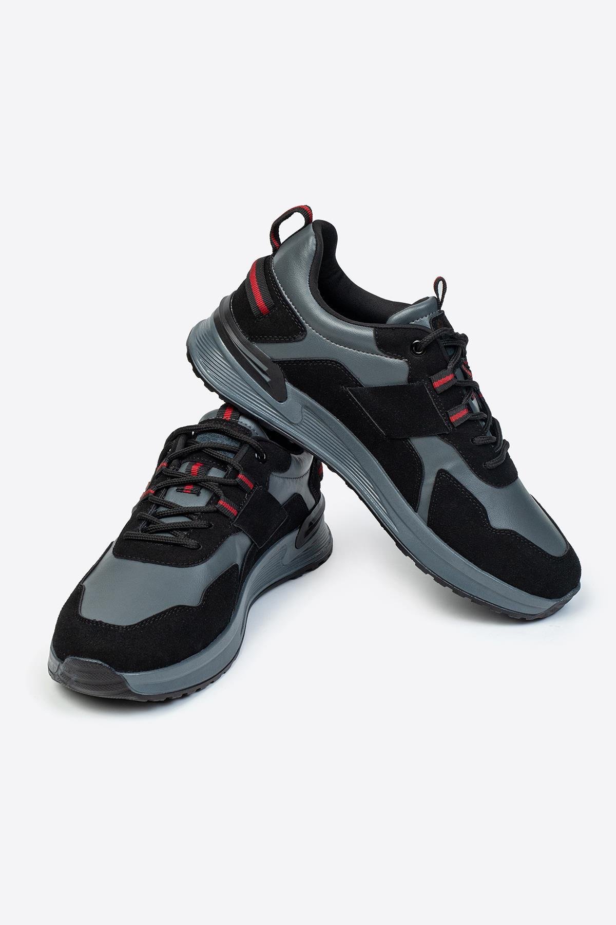 Letoon Dekart-1 Erkek Siyah Renk Baskılı Günlük Cilt Spor AyakkabıLetoon Dekart-1 Erkek Siyah Renk Baskılı Günlük Cilt Spor Ayakkabı