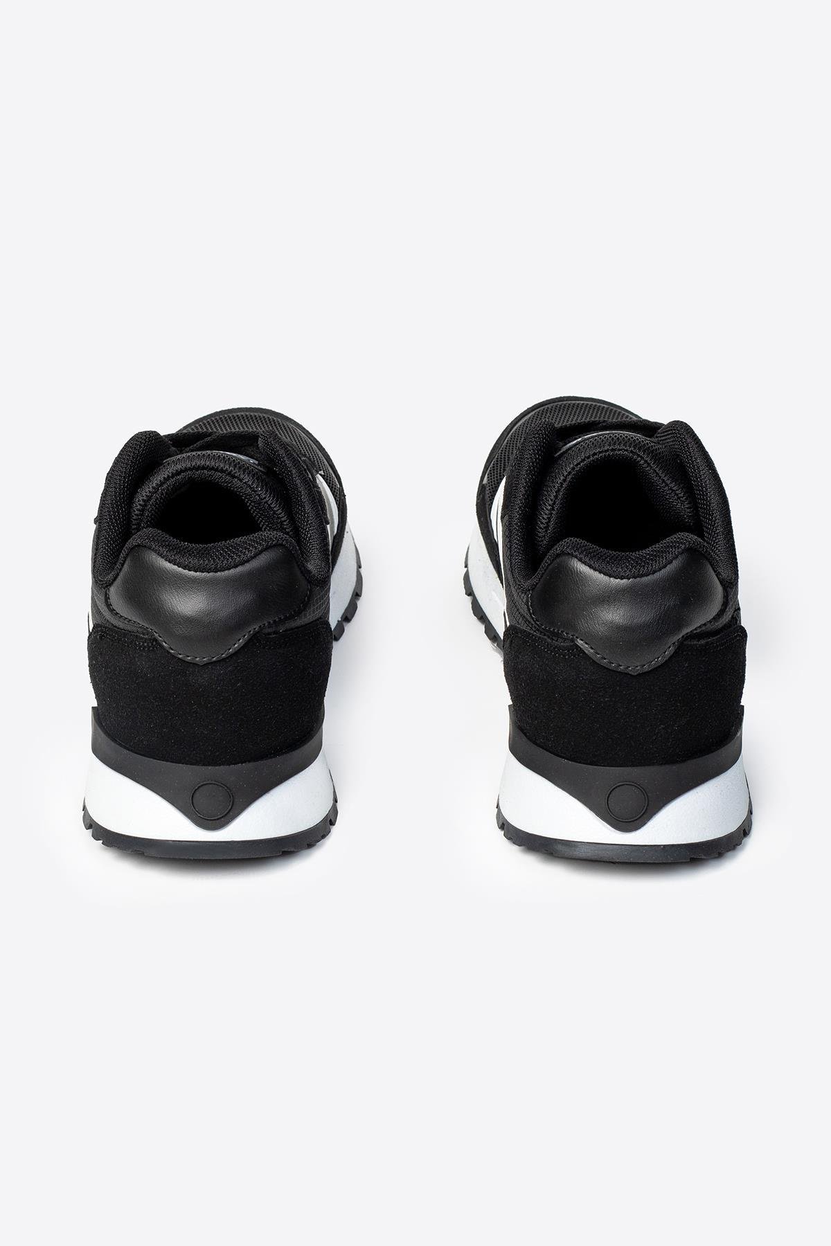 Erkek Siyah Beyaz Baskılı Günlük Spor Ayakkabı 
