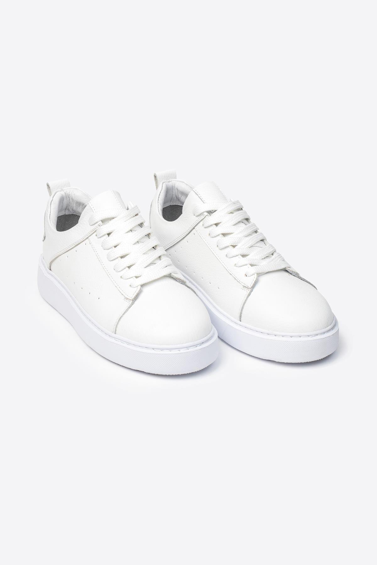 Letoon LTN-H01 Beyaz Hakiki Deri Erkek Spor Ayakkabı 