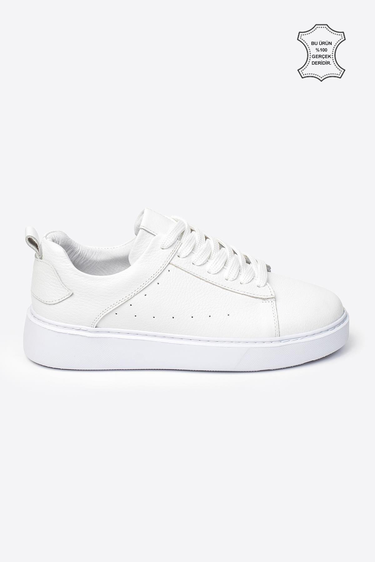 Letoon LTN-H01 Beyaz Hakiki Deri Erkek Spor Ayakkabı 