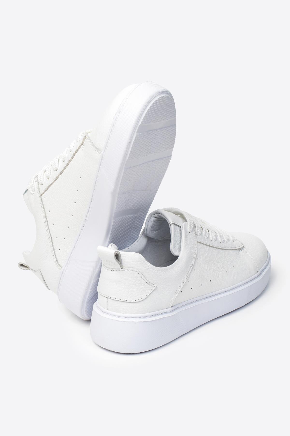 Letoon LTN-H01 Beyaz Hakiki Deri Erkek Spor Ayakkabı 