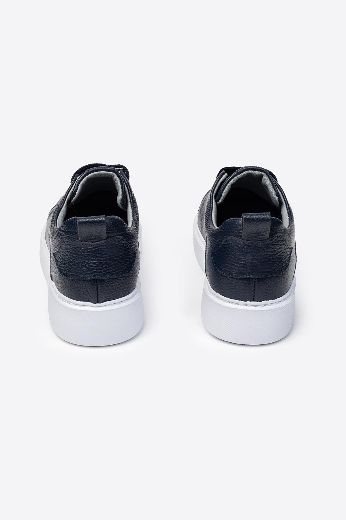 Letoon LTN-H01 Lacivert Hakiki Deri Erkek Spor Ayakkabı 