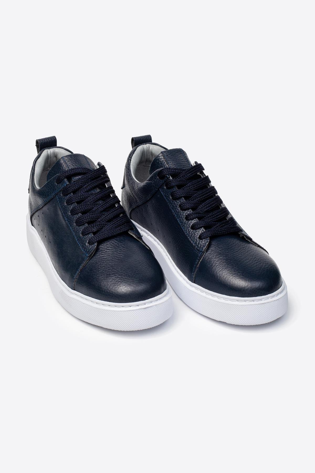 Letoon LTN-H01 Lacivert Hakiki Deri Erkek Spor Ayakkabı 