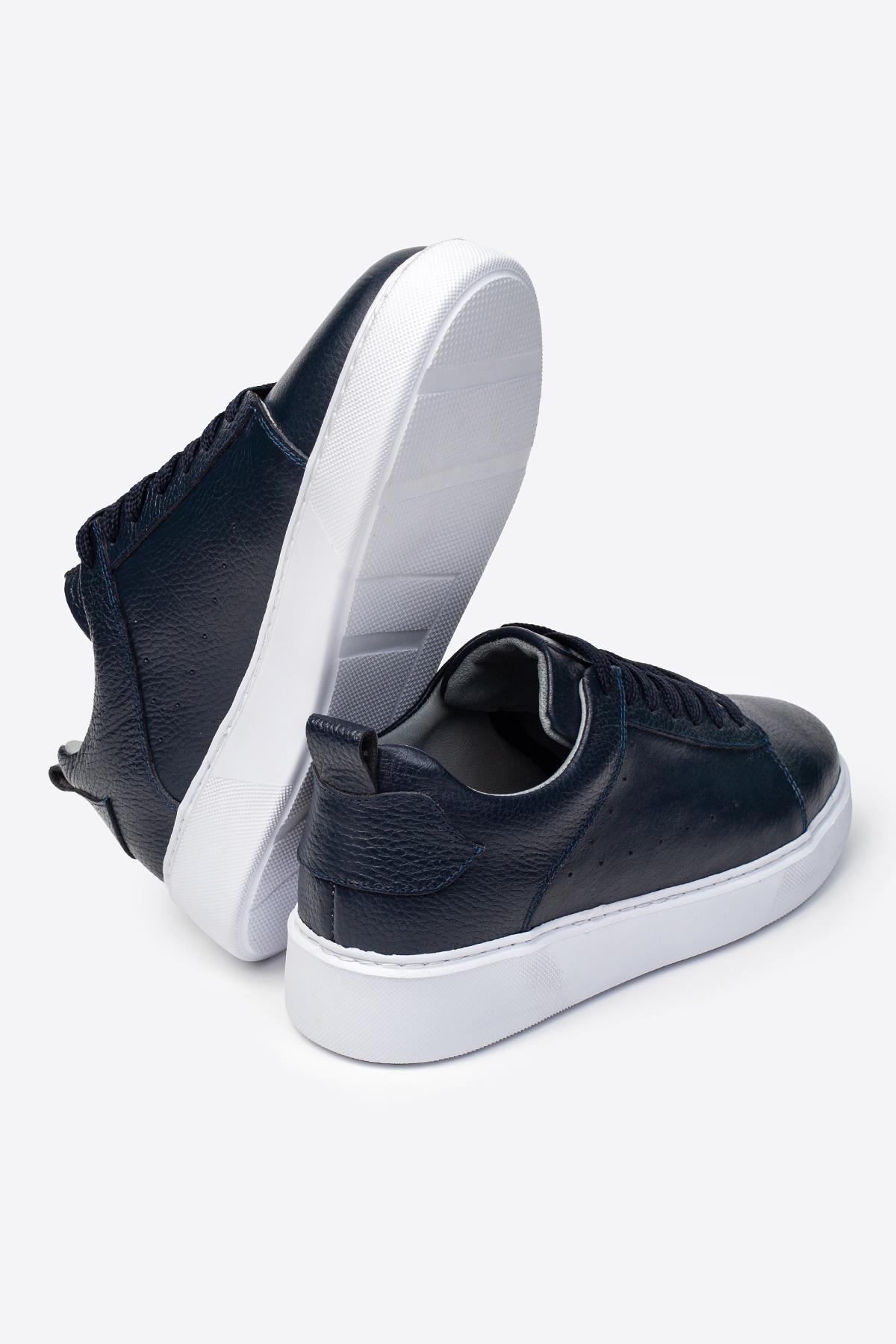 Letoon LTN-H01 Lacivert Hakiki Deri Erkek Spor Ayakkabı 