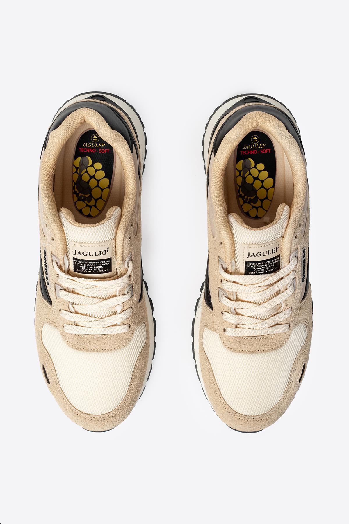 Erkek Baskılı Bej Renk Günlük Spor Ayakkabı