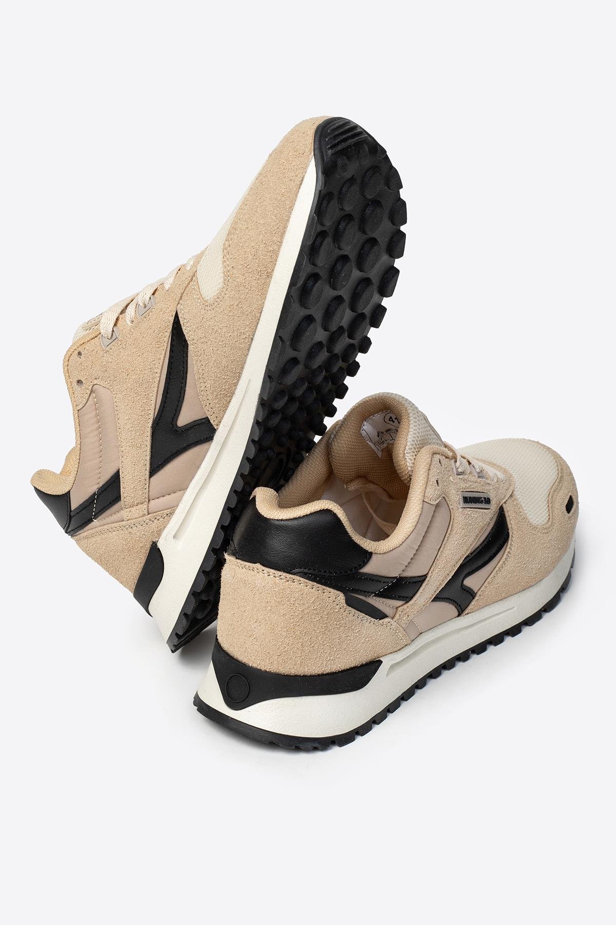 Erkek Baskılı Bej Renk Günlük Spor Ayakkabı