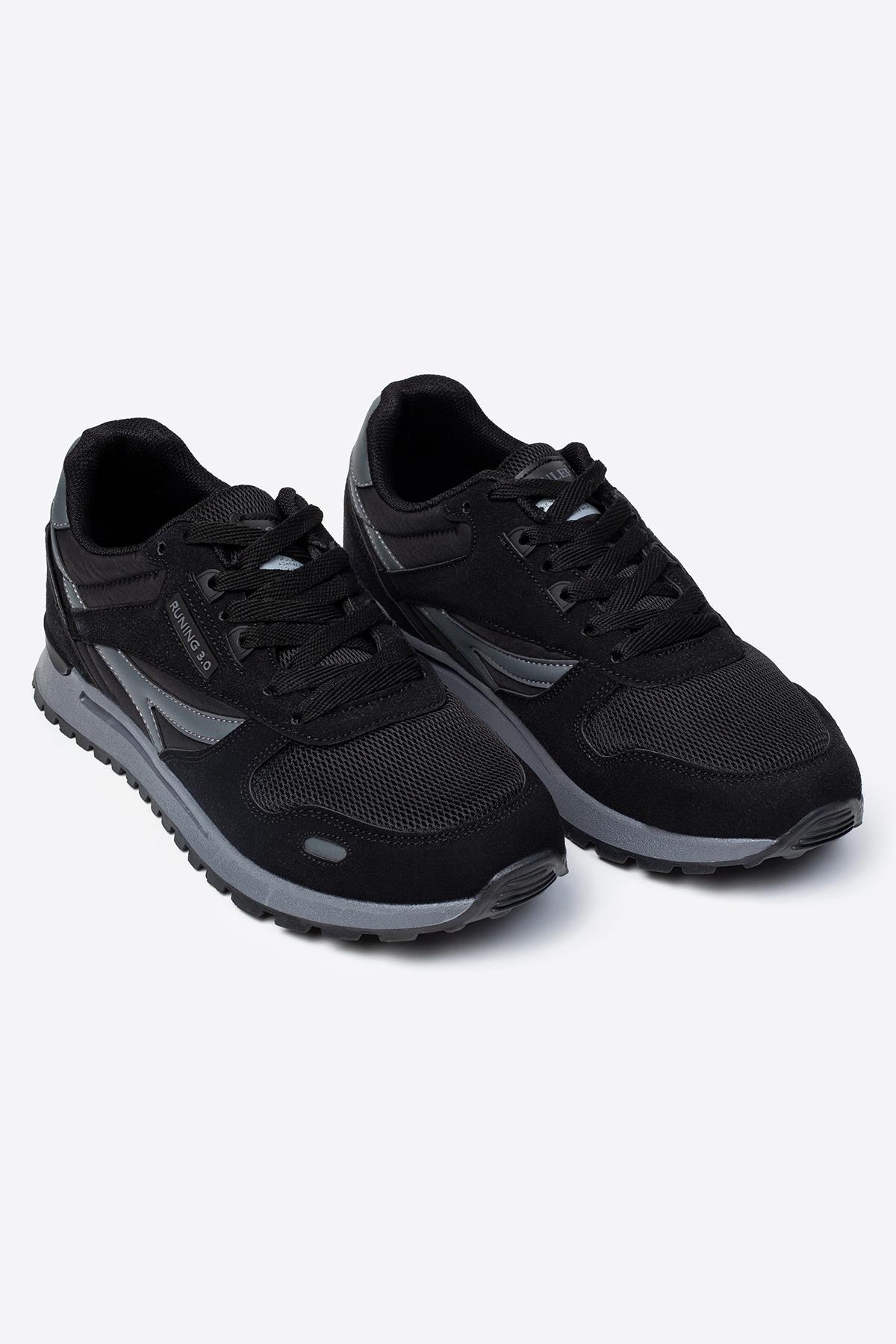 Erkek Siyah Baskılı Günlük Spor Ayakkabı 