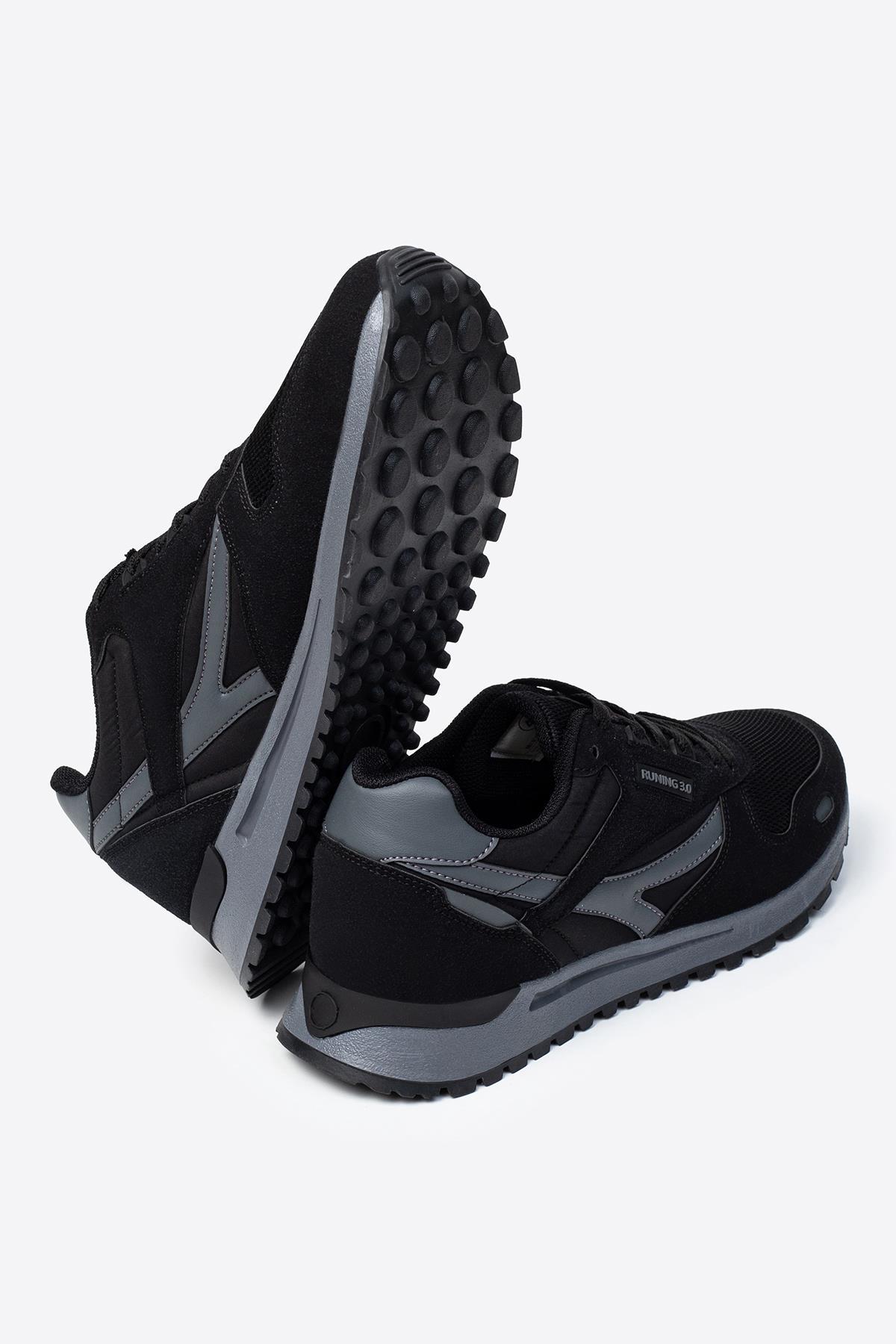 Erkek Siyah Baskılı Günlük Spor Ayakkabı 