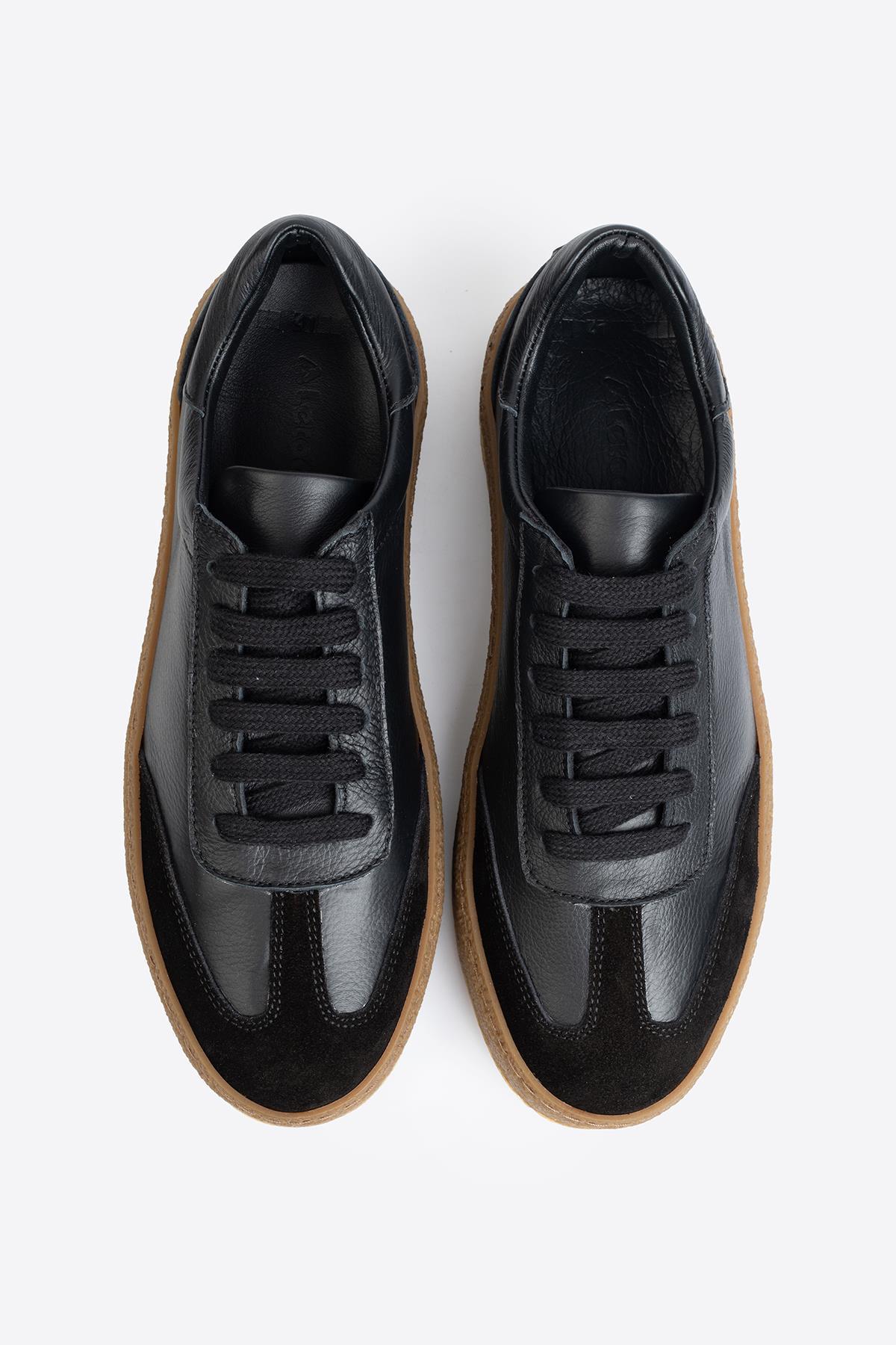 LTN-HY04 Erkek Hakiki Deri Günlük Sneaker –Siyah Casual AyakkabıLTN-HY04 Erkek Hakiki Deri Günlük Sneaker –Siyah Casual Ayakkabı