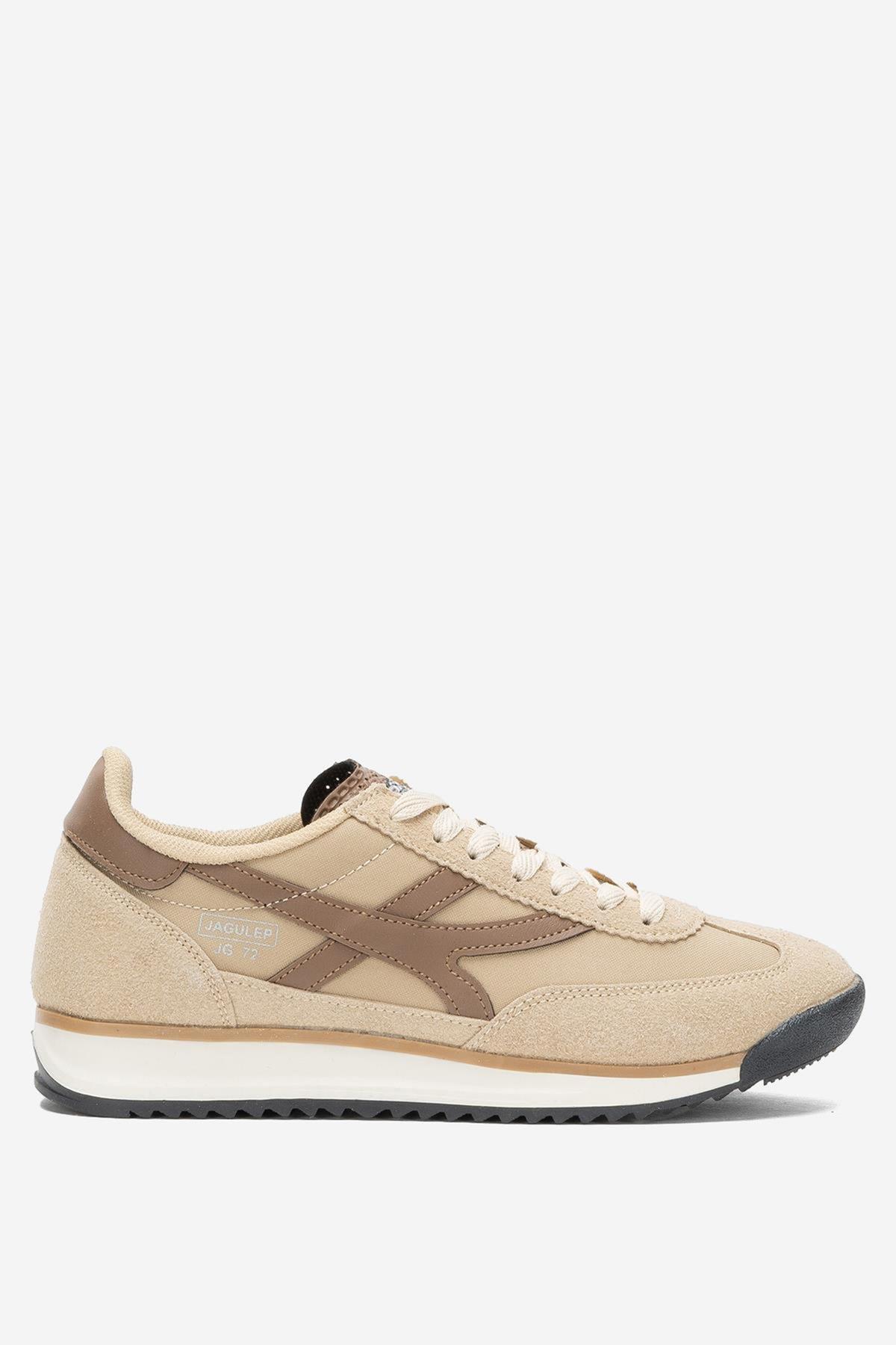 Kadın Bej Renk Denye Kumaş Günlük Spor Ayakkabı 