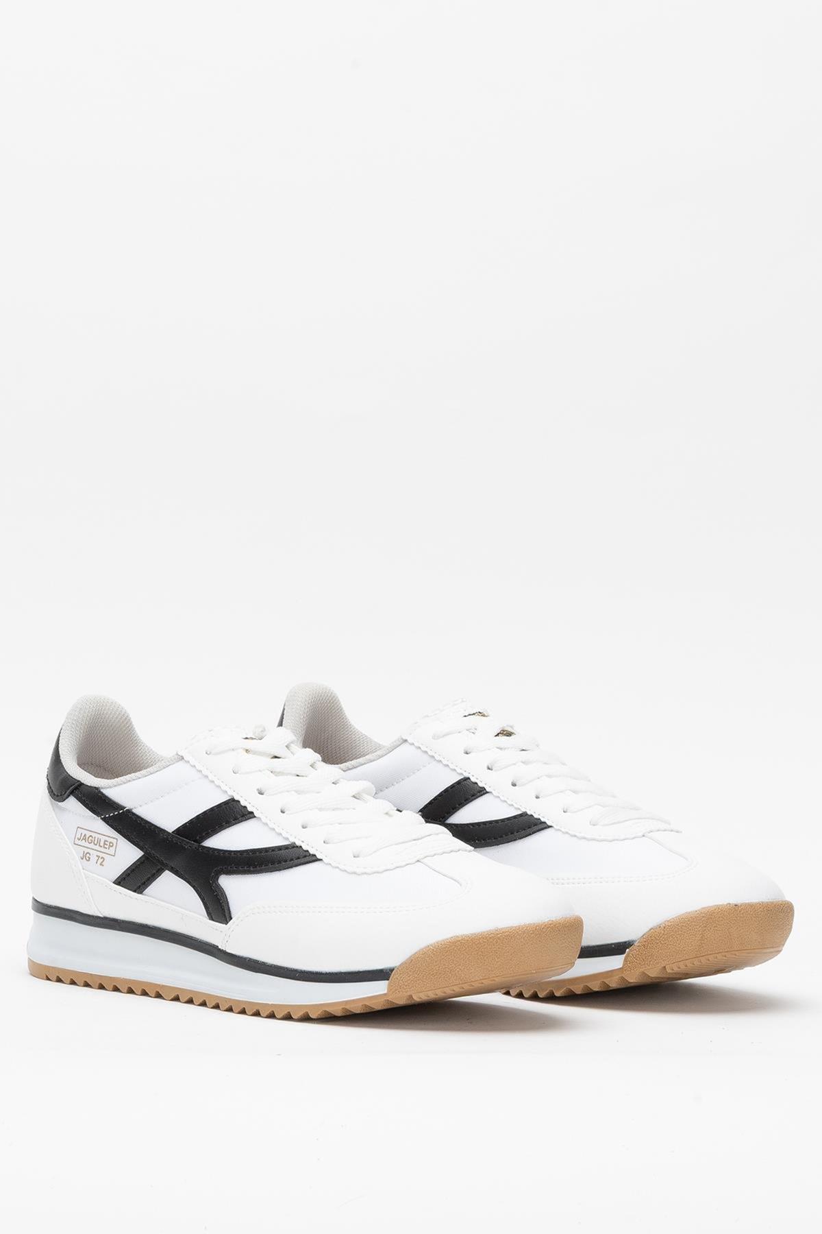 Kadın Beyaz Renk Denye Kumaş Günlük Spor Ayakkabı 