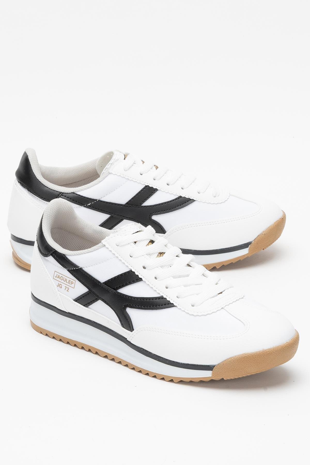 Kadın Beyaz Renk Denye Kumaş Günlük Spor Ayakkabı 