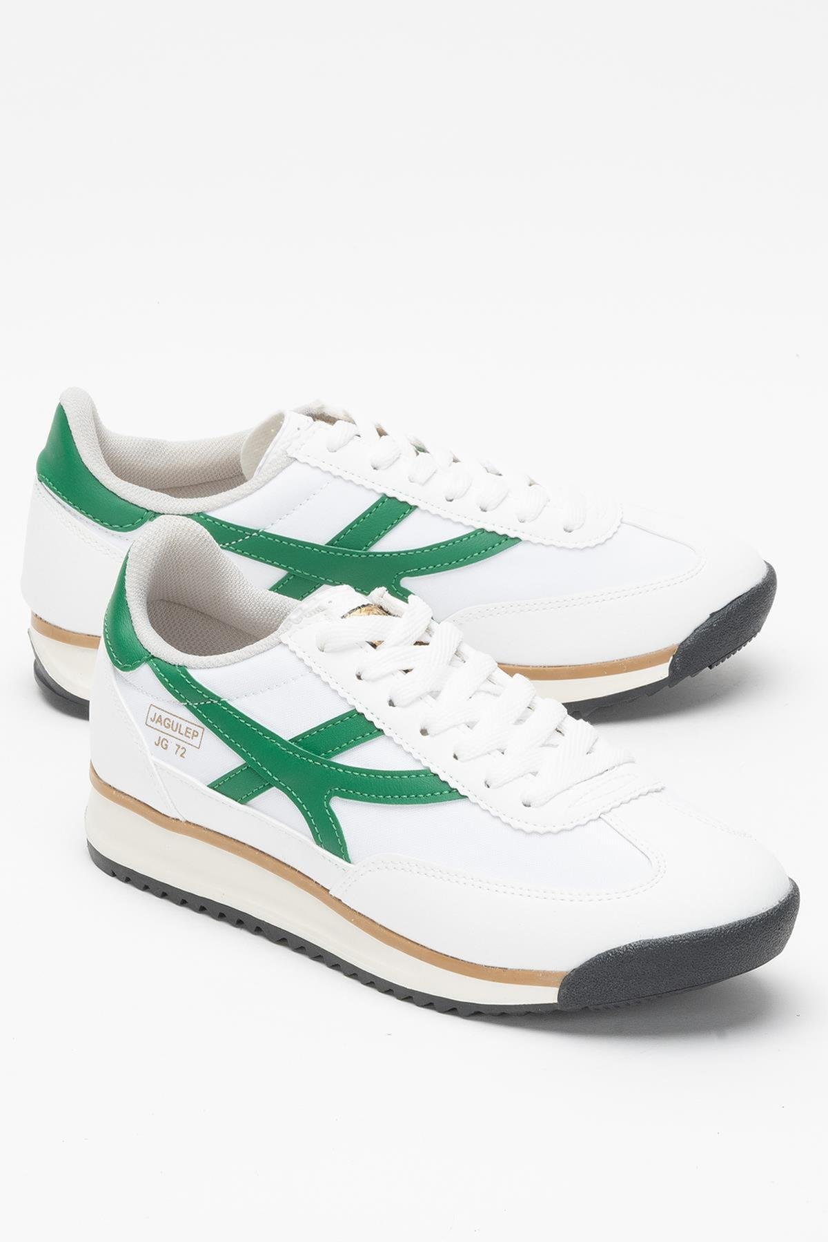 Kadın Beyaz Yeşil Denye Kumaş Günlük Spor Ayakkabı 
