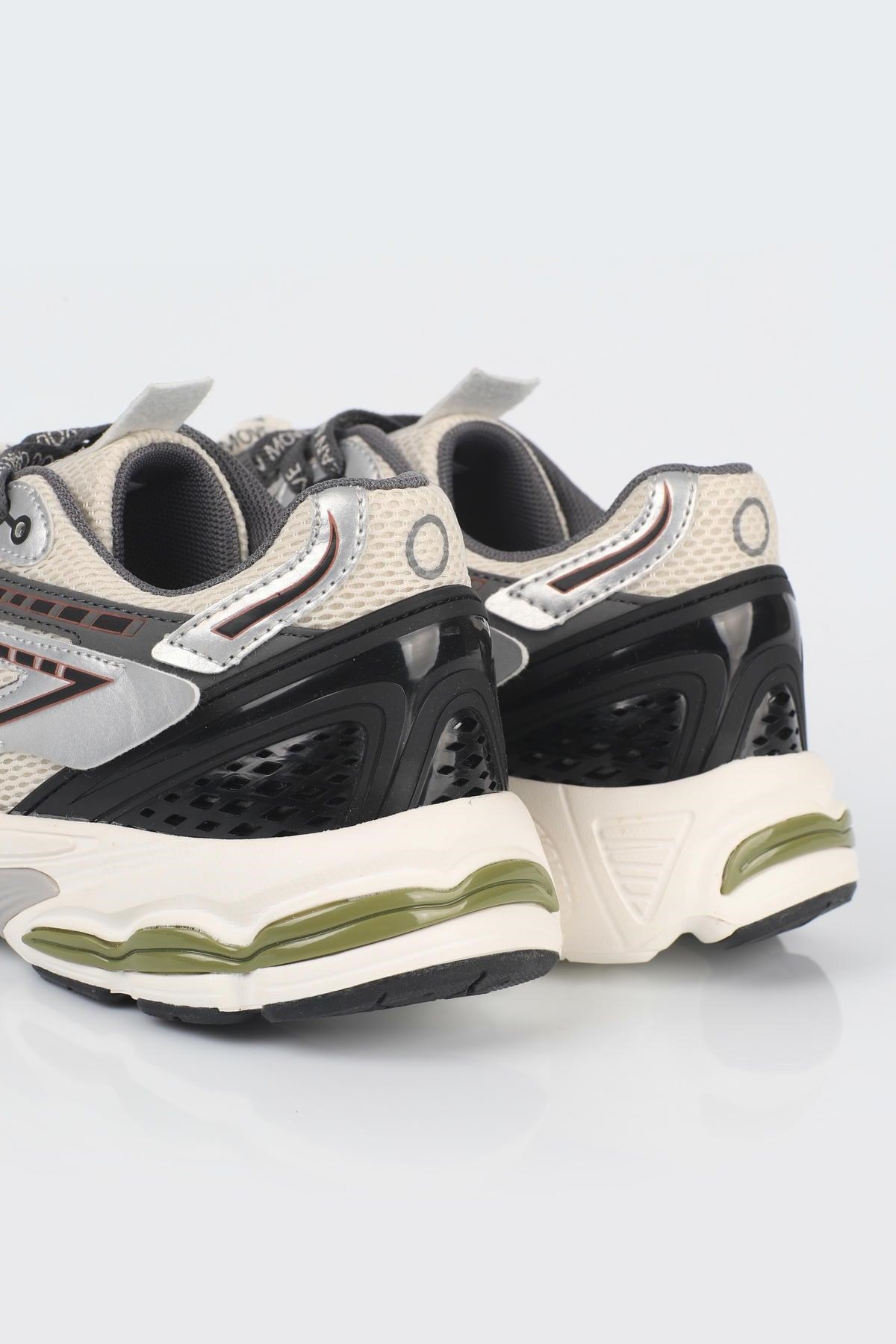 Letoon  MOVE-105 Kalın Tabanlı File Detaylı Bağcıklı Günlük Sneaker Spor Ayakkabı BEJ