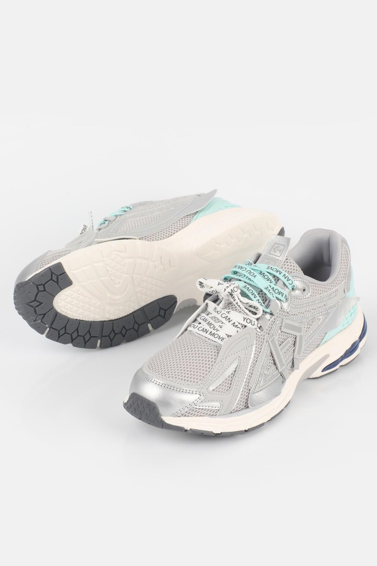 Letoon  MOVE-105 Kalın Tabanlı File Detaylı Bağcıklı Günlük Sneaker Spor Ayakkabı GRİ