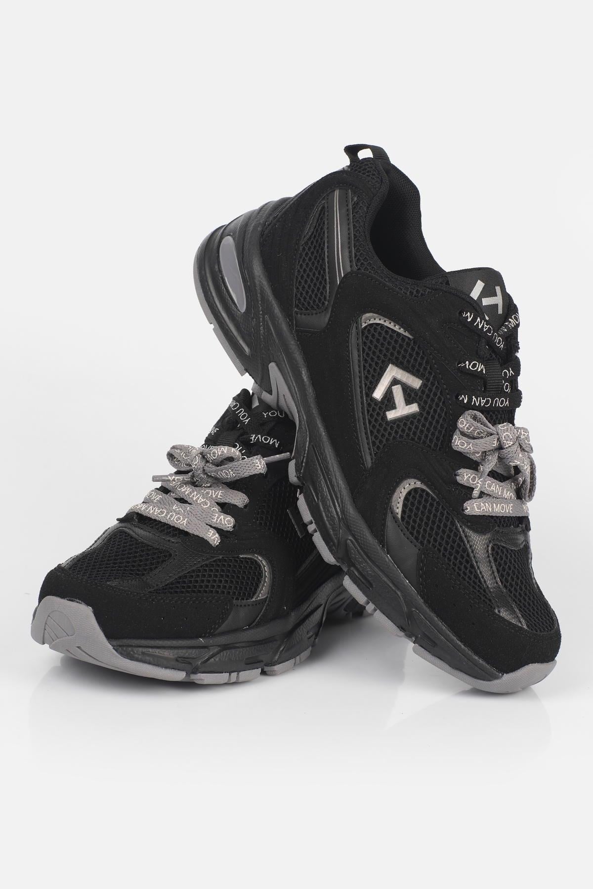 Letoon  MOVE-25 Retro Tasarım Kalın Tabanlı File Detaylı Günlük Sneaker Spor Ayakkabı SİYAH