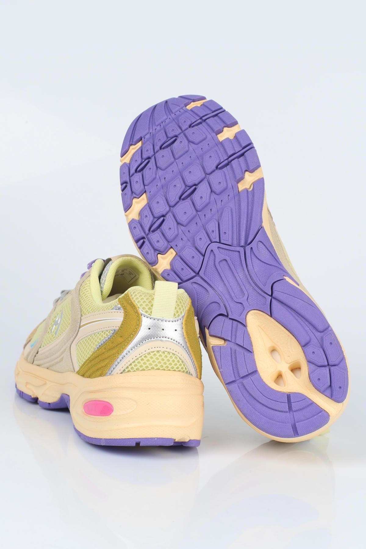 Letoon  MOVE-25 Retro Tasarım Kalın Tabanlı File Detaylı Günlük Sneaker Spor Ayakkabı SARI