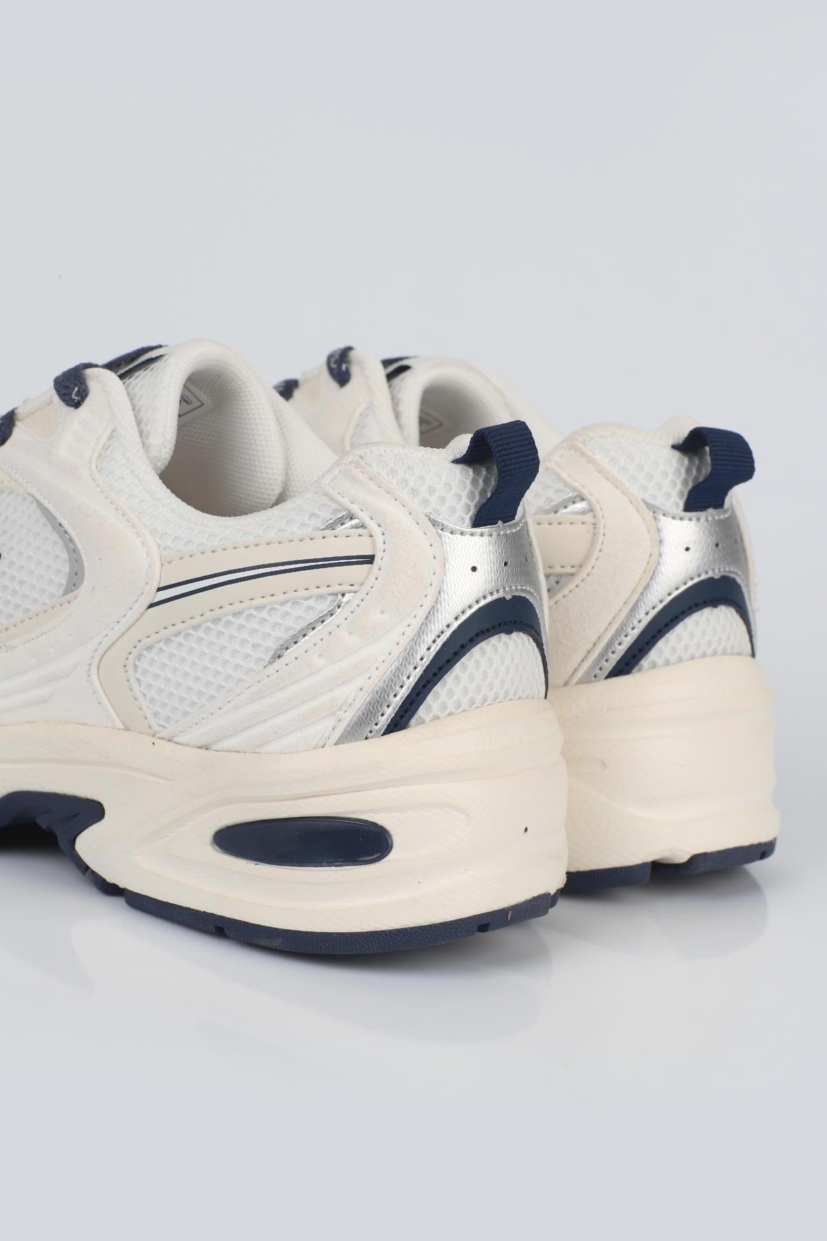 Letoon  MOVE-25 Retro Tasarım Kalın Tabanlı File Detaylı Günlük Sneaker Spor Ayakkabı BEYAZ