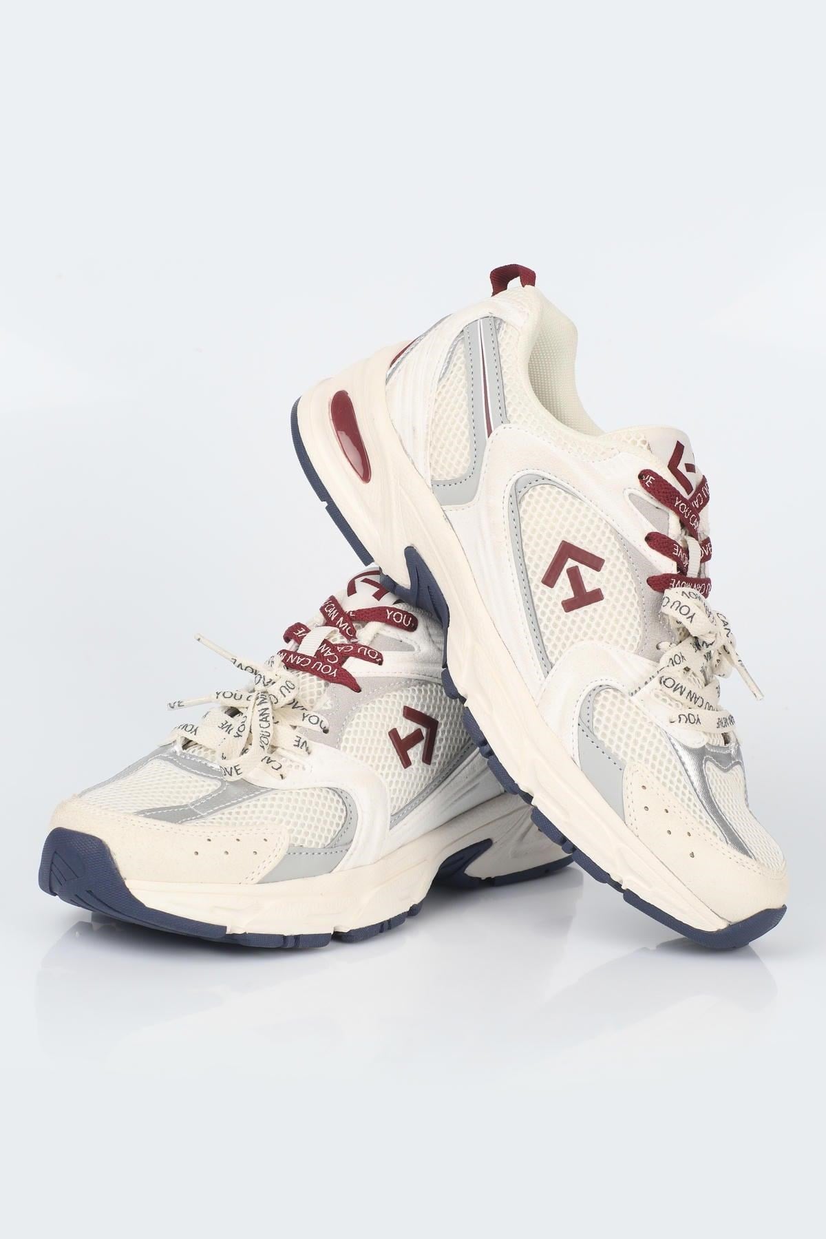 Letoon  MOVE-25 Retro Tasarım Kalın Tabanlı File Detaylı Günlük Sneaker Spor Ayakkabı BEJ