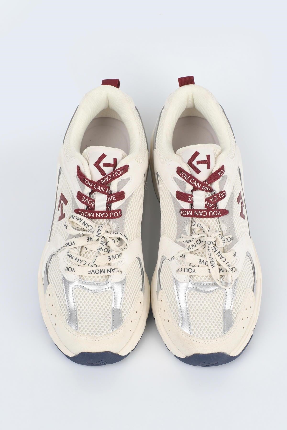 Letoon  MOVE-25 Retro Tasarım Kalın Tabanlı File Detaylı Günlük Sneaker Spor Ayakkabı BEJ